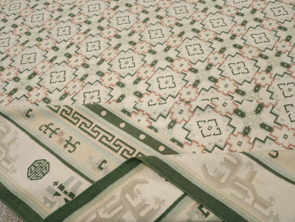 Large Vintage Indian Dhurrie Flatweave Carpet, No.29705 - Gsblank