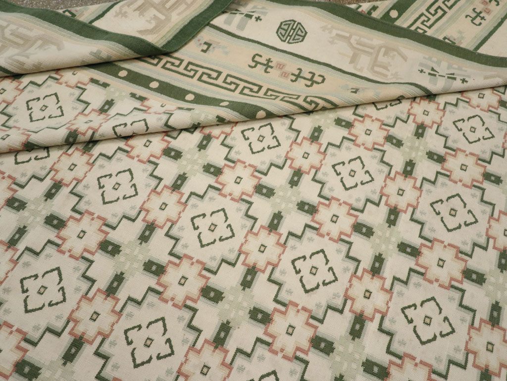 Large Vintage Indian Dhurrie Flatweave Carpet, No.29705 - Gsblank