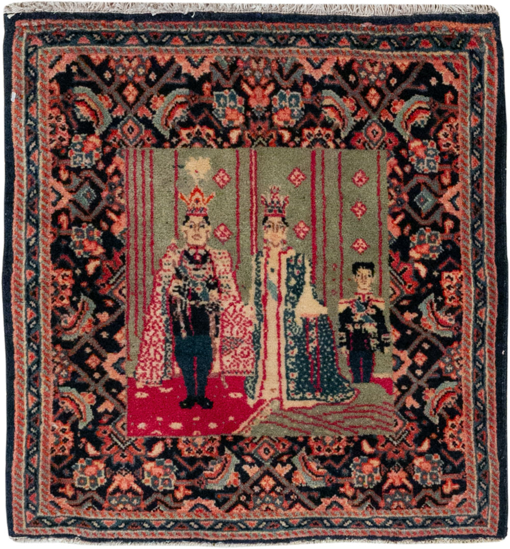 Antique Persian Sarouk Pictorial Rug, No.29734 - Gsblank