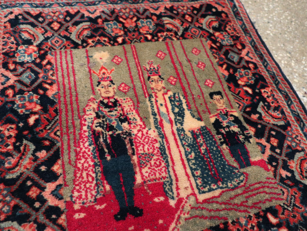 Antique Persian Sarouk Pictorial Rug, No.29734 - Gsblank