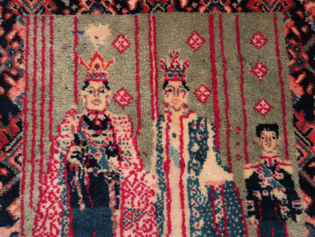 Antique Persian Sarouk Pictorial Rug, No.29734 - Gsblank