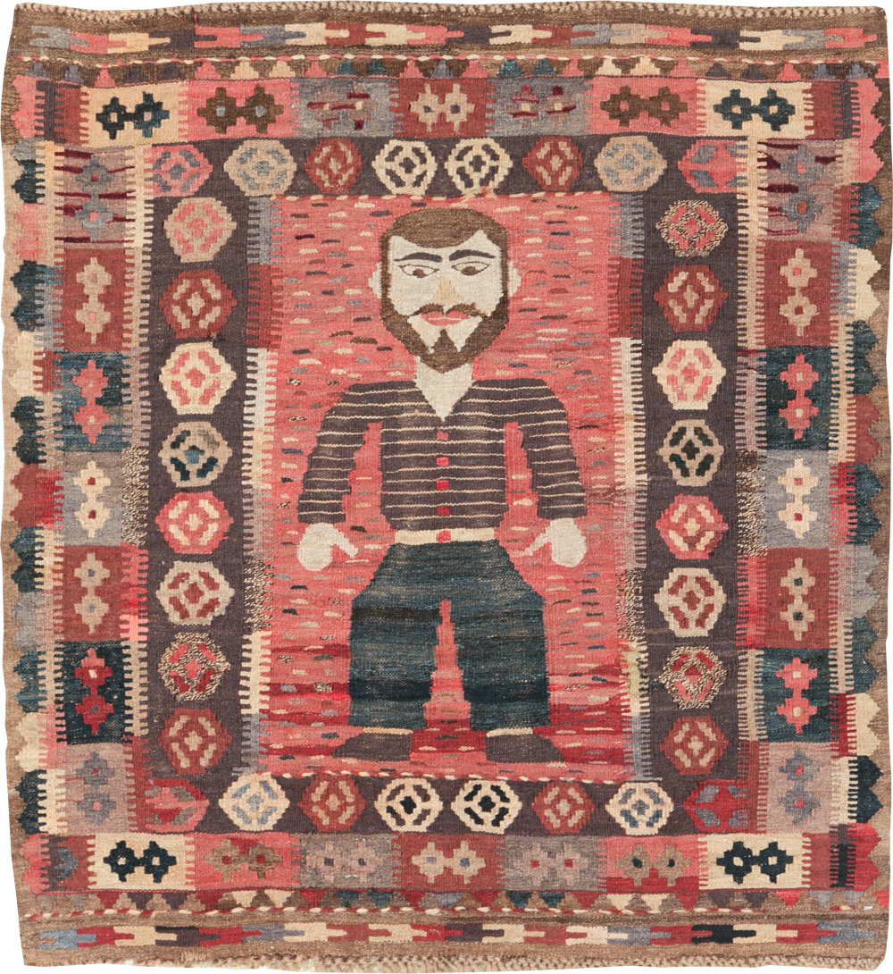 Vintage Turkish Pictorial Flatweave Kilim, No.29735 - Gsblank