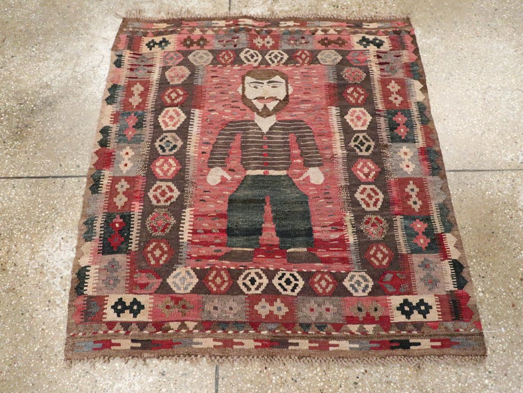 Vintage Turkish Pictorial Flatweave Kilim, No.29735 - Gsblank