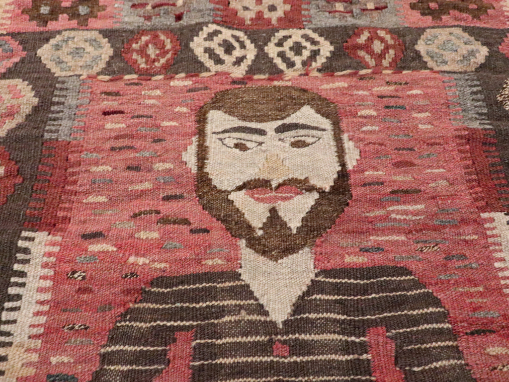 Vintage Turkish Pictorial Flatweave Kilim, No.29735 - Gsblank