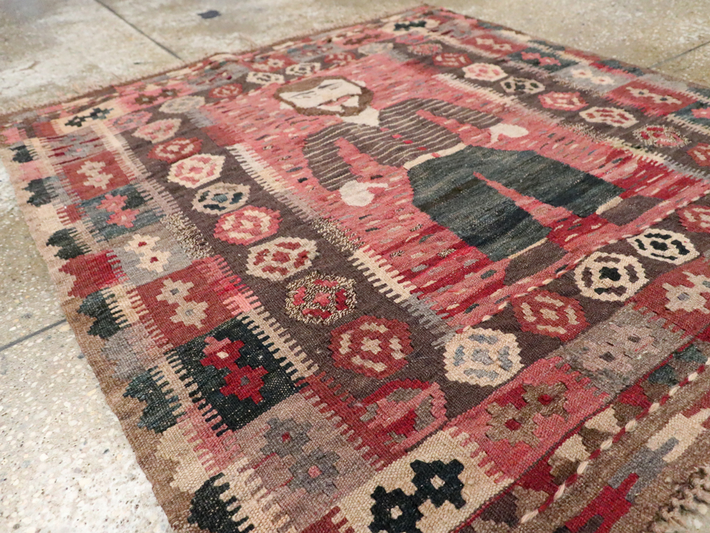 Vintage Turkish Pictorial Flatweave Kilim, No.29735 - Gsblank