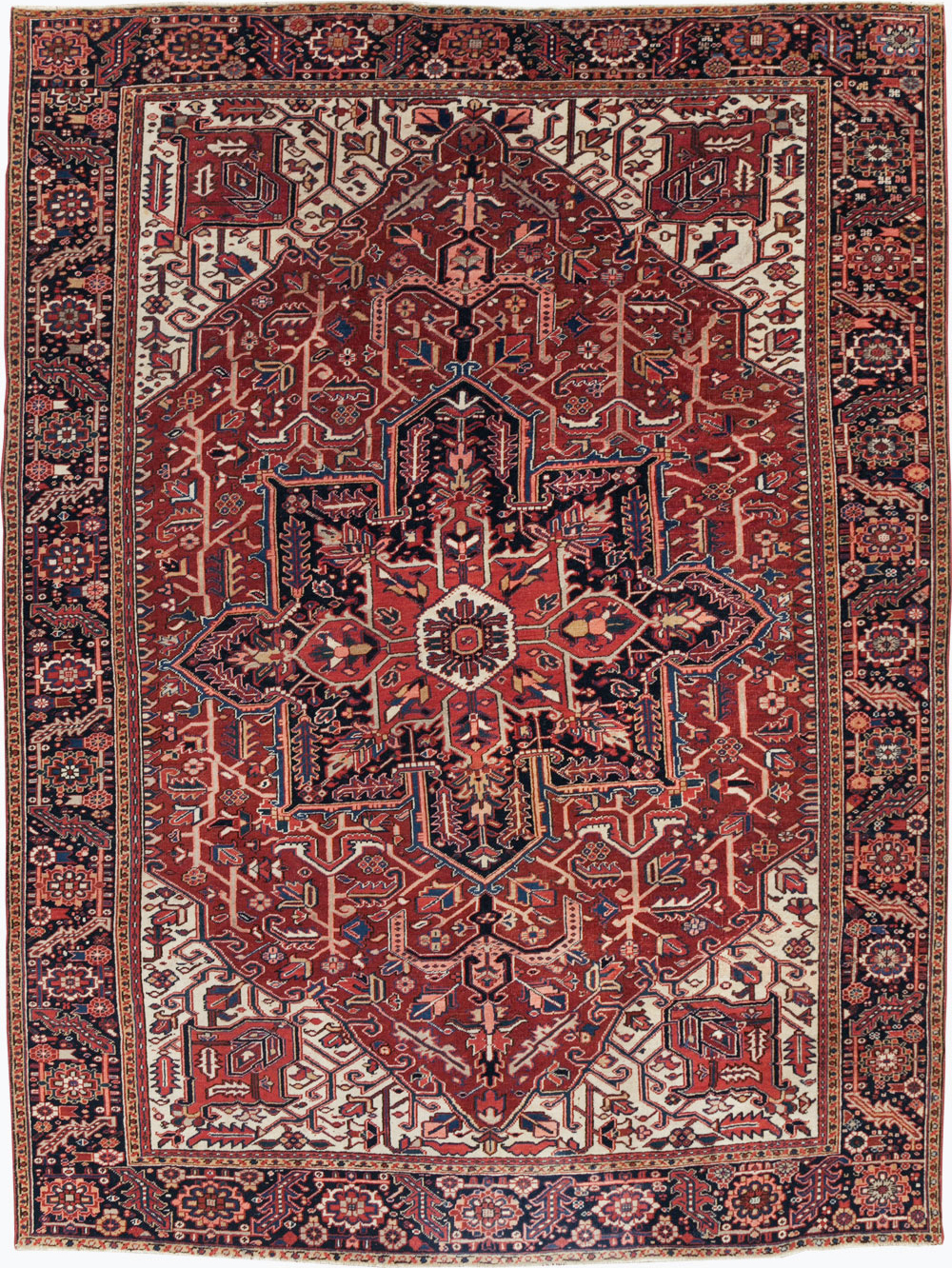 Vintage Persian Heriz Room Size Carpet, No.29742 - Gsblank