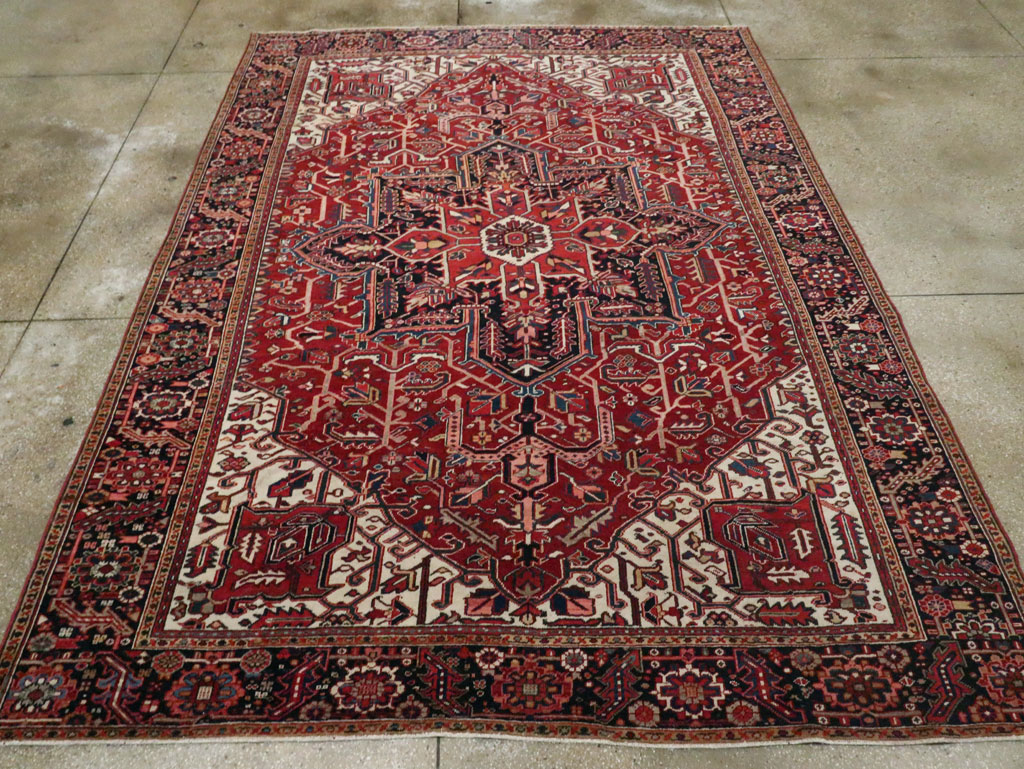 Vintage Persian Heriz Room Size Carpet, No.29742 - Gsblank
