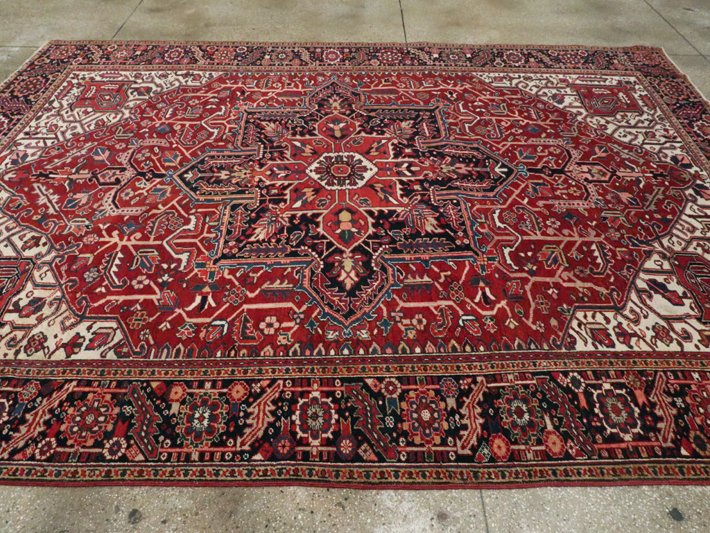 Vintage Persian Heriz Room Size Carpet, No.29742 - Gsblank