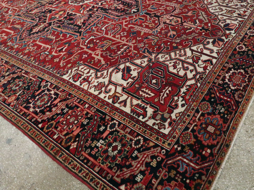 Vintage Persian Heriz Room Size Carpet, No.29742 - Gsblank
