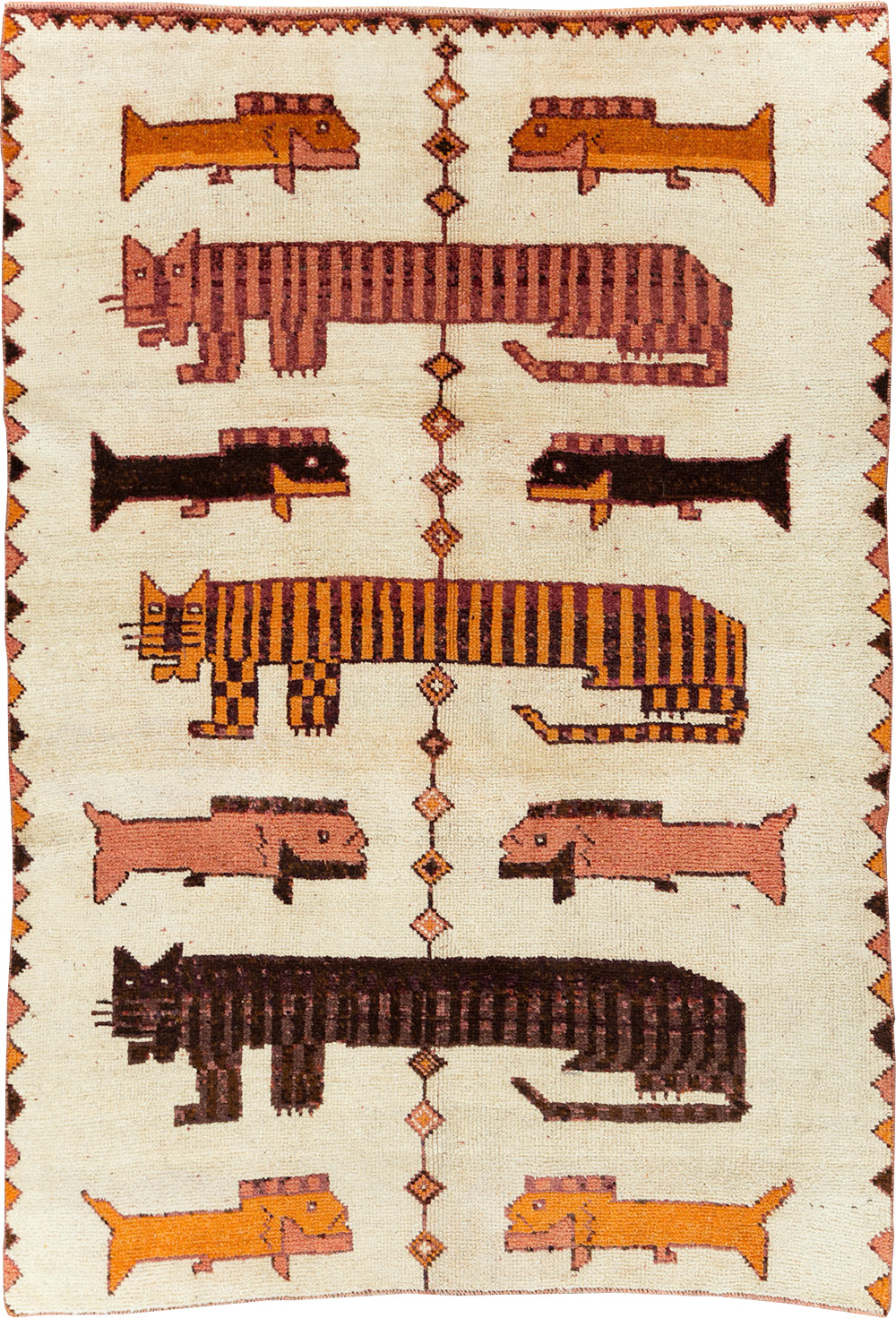 Vintage Persian Bakhtiari Pictorial Accent Rug (Pair: 1 of 2), No.29752 - Gsblank