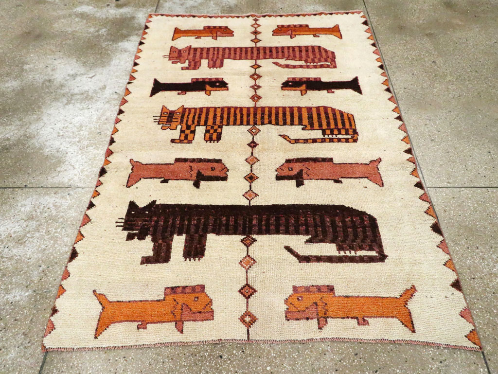 Vintage Persian Bakhtiari Pictorial Accent Rug (Pair: 1 of 2), No.29752 - Gsblank