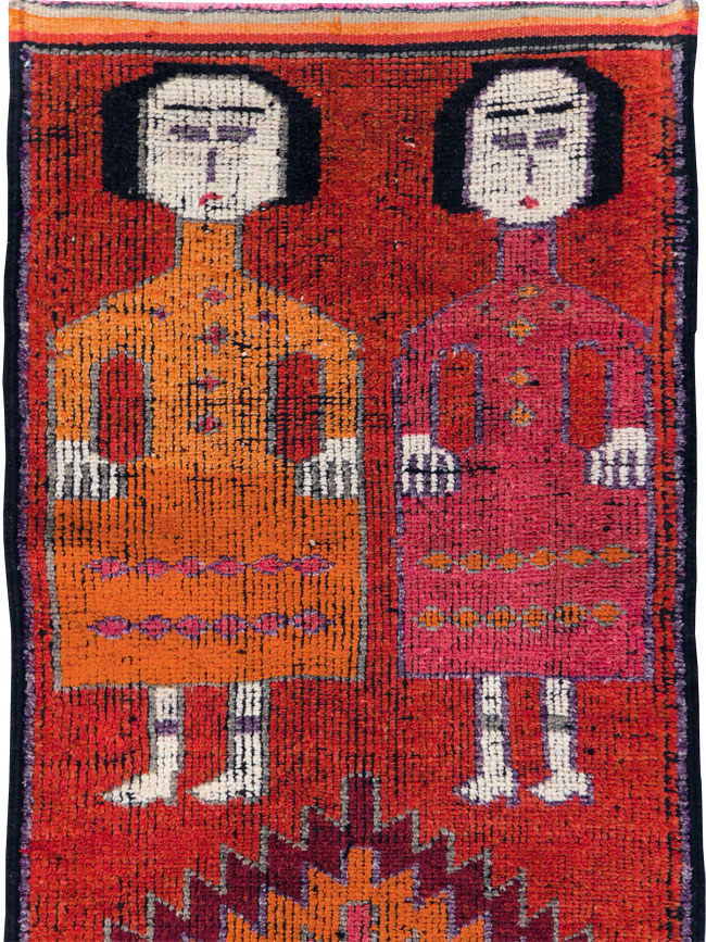 Vintage Turkish Anatolian Pictorial Runner, No.29757 - Gsblank