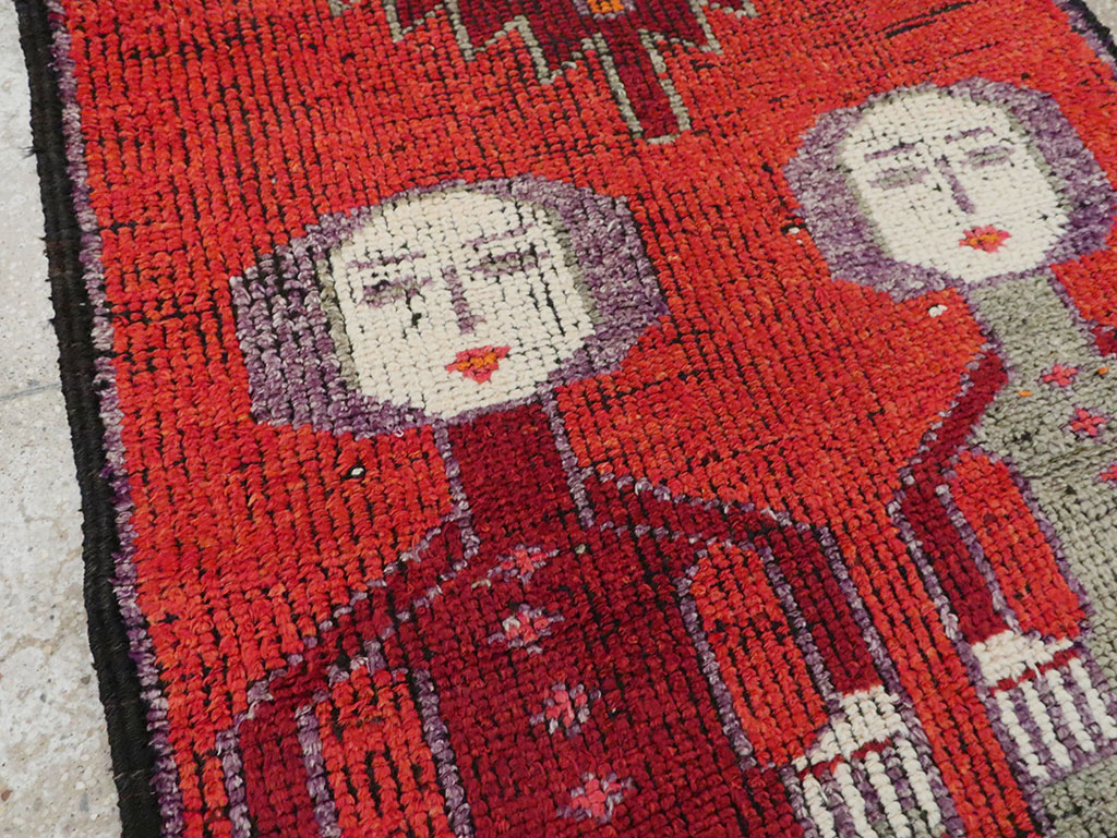 Vintage Turkish Anatolian Pictorial Runner, No.29757 - Gsblank