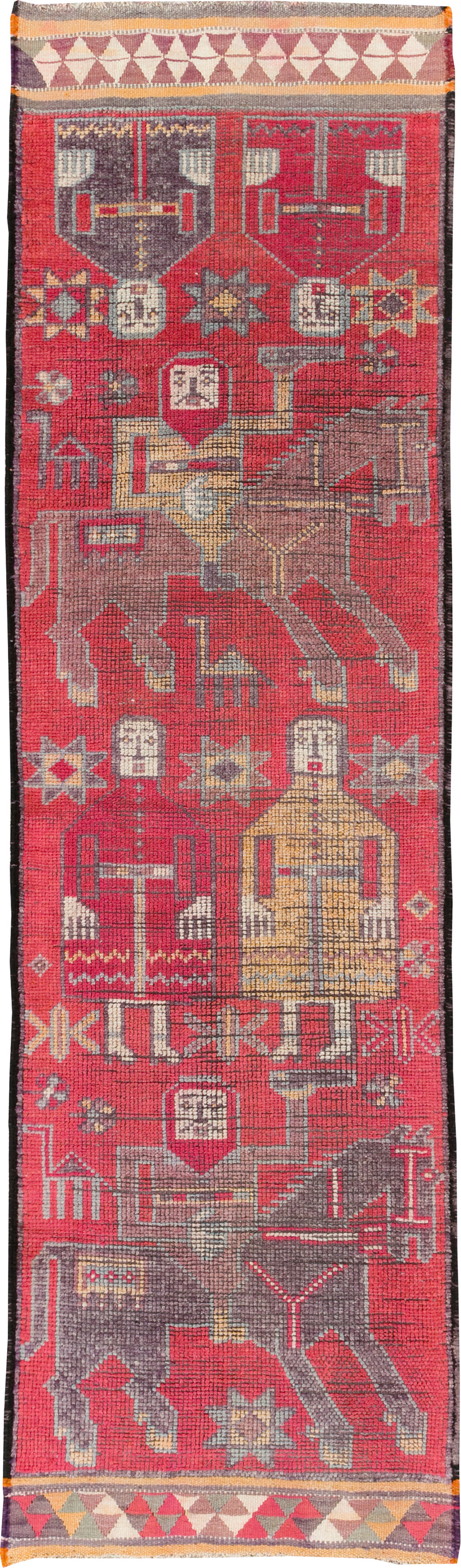 Vintage Turkish Anatolian Pictorial Runner, No.29758 - Gsblank