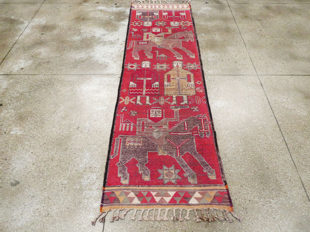 Vintage Turkish Anatolian Pictorial Runner, No.29758 - Gsblank