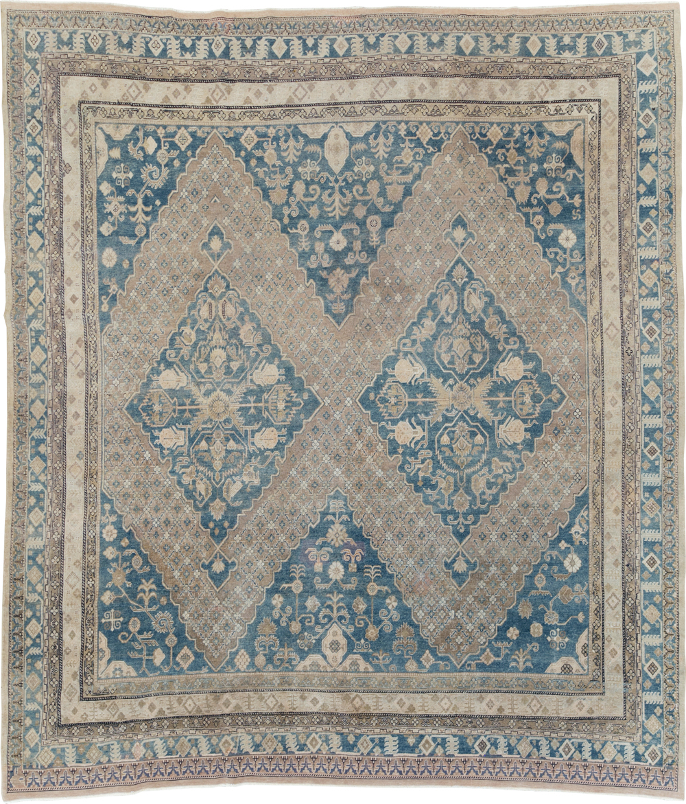 Antique East Turkestan Khotan Square Room Size Carpet, No.29762 - Gsblank