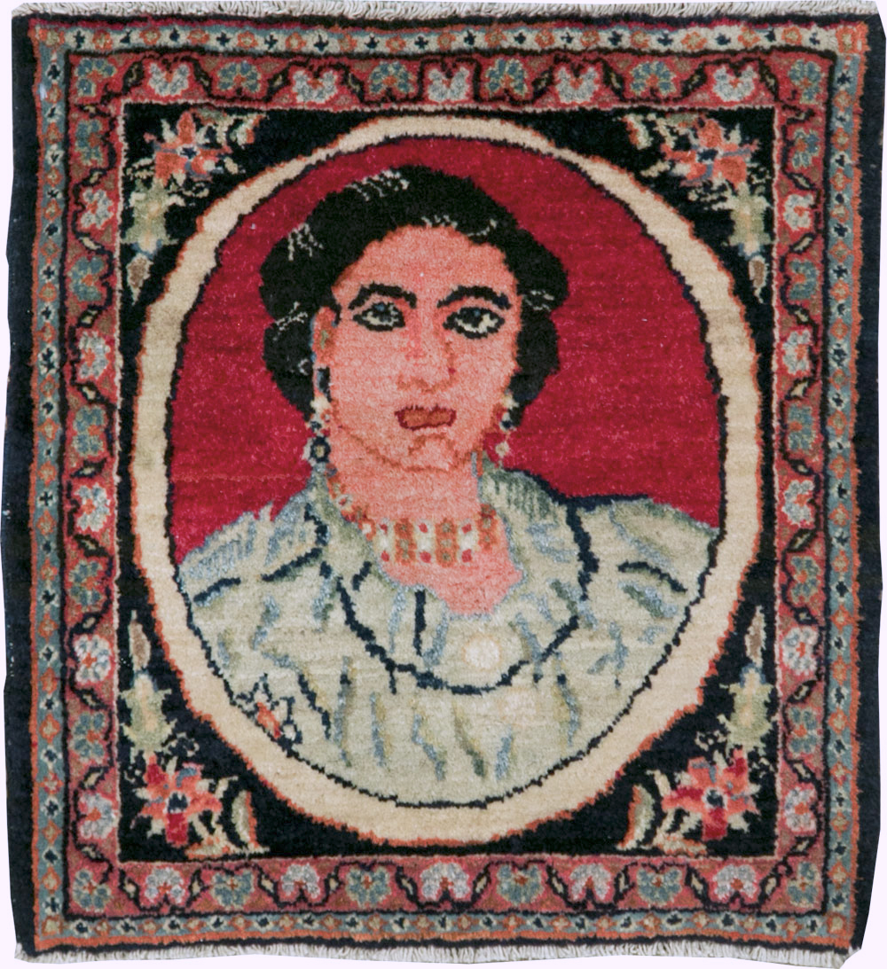 Vintage Persian Tabriz Pictorial Throw Rug, No.29766 - Gsblank