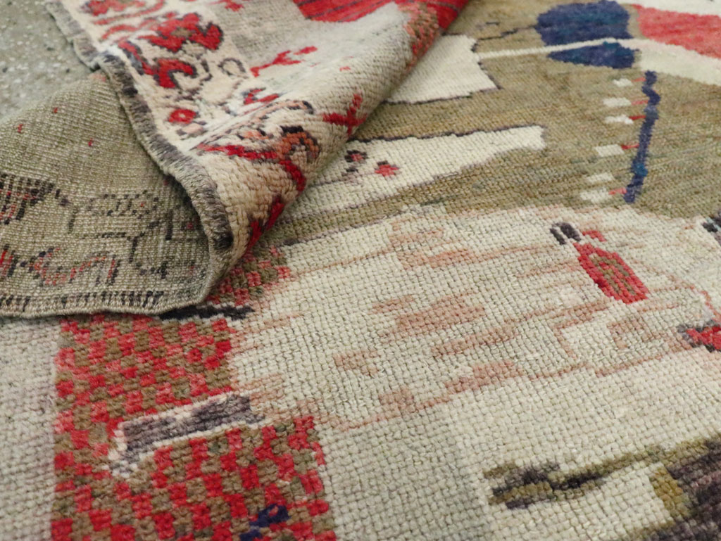 Vintage Turkish Anatolian Pictorial Throw Rug, No.29767 - Gsblank