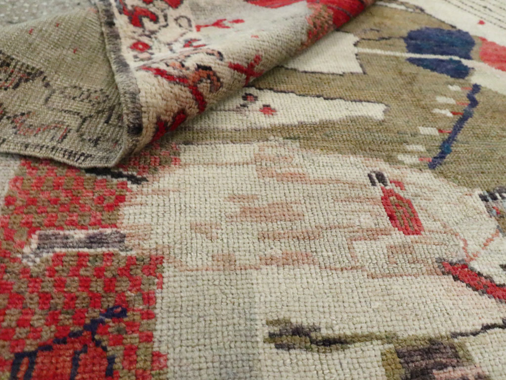 Vintage Turkish Anatolian Pictorial Throw Rug, No.29767 - Gsblank