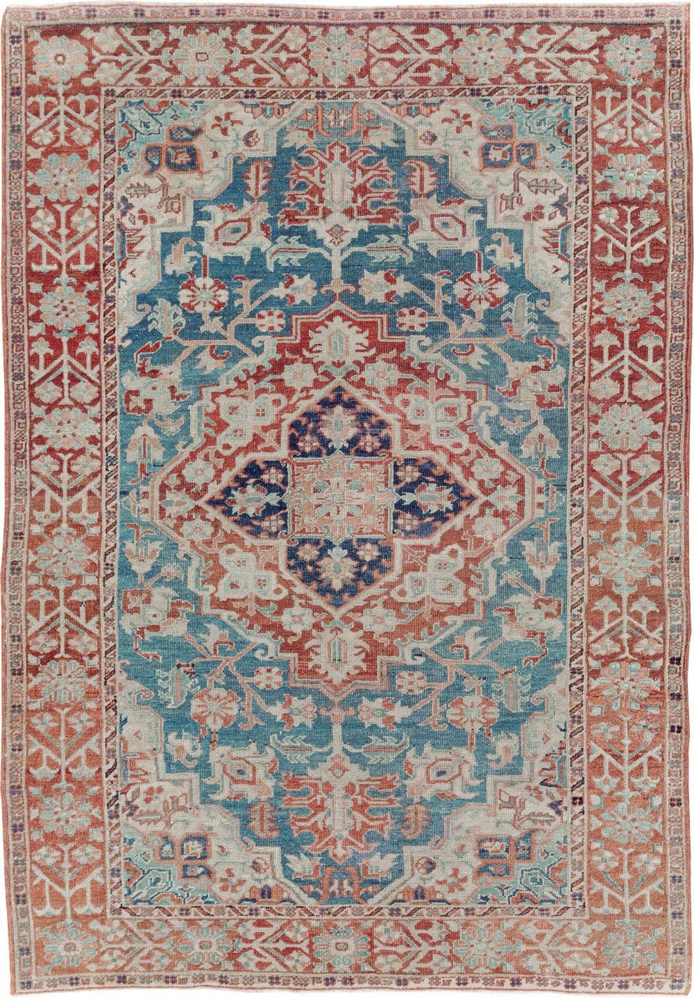 Antique Persian Heriz Accent Rug, No.29770 - Gsblank