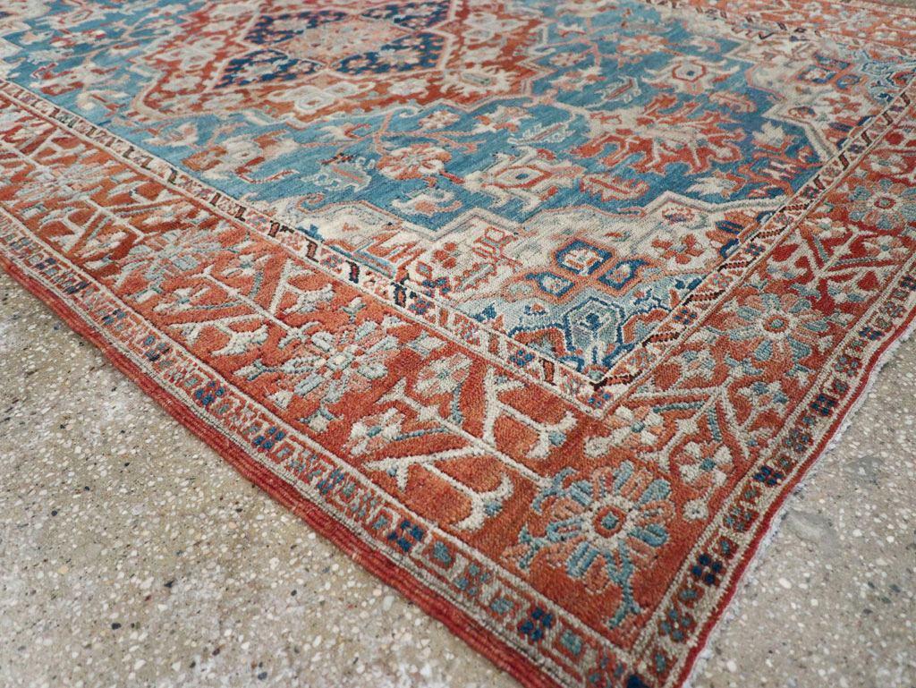 Antique Persian Heriz Accent Rug, No.29770 - Gsblank