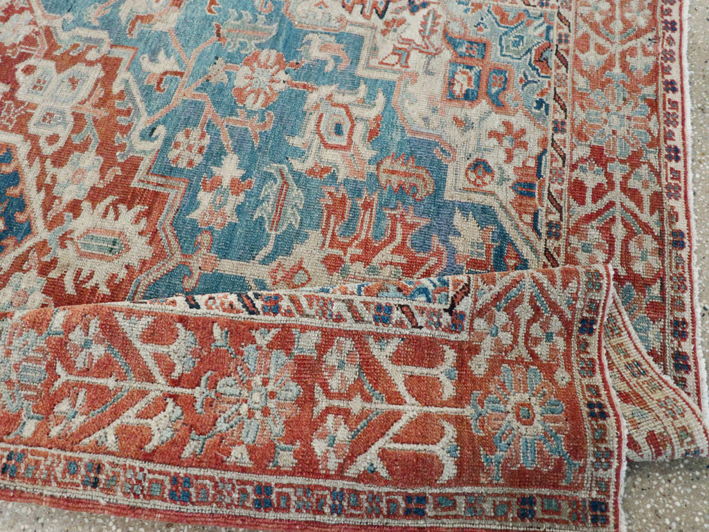 Antique Persian Heriz Accent Rug, No.29770 - Gsblank