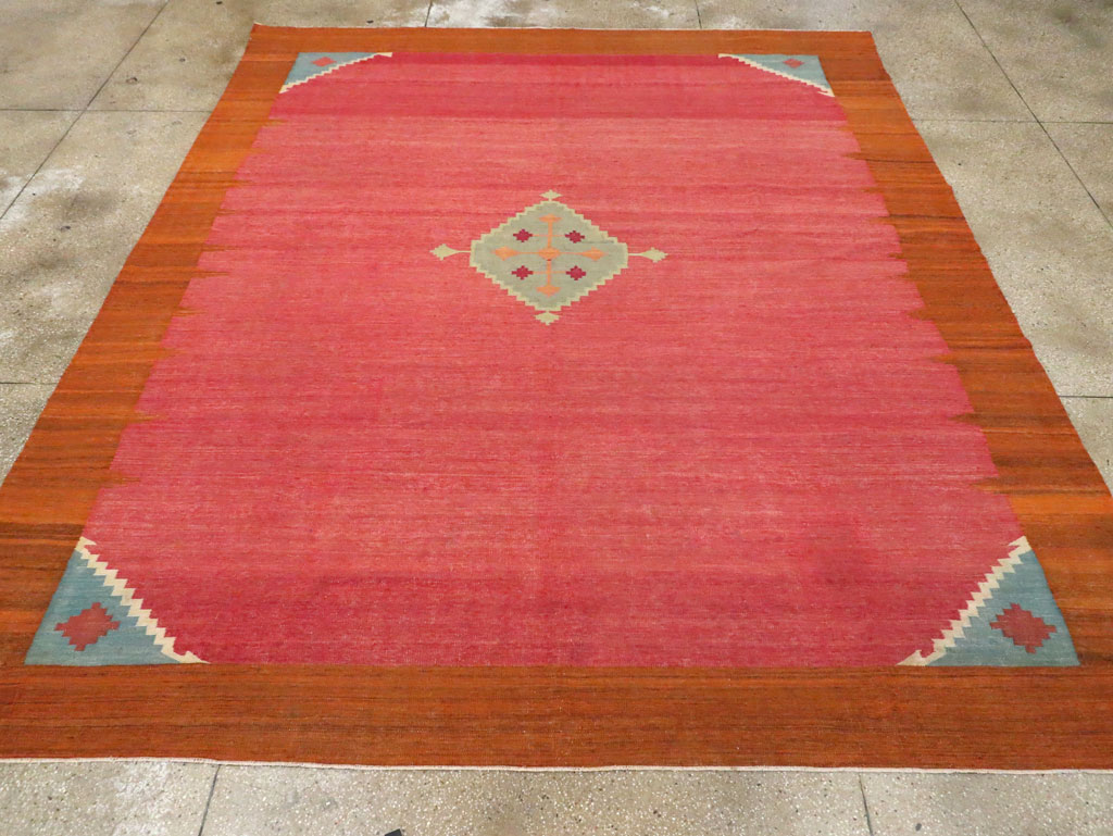 Antique Indian Flatweave Dhurrie Room Size Carpet, No.29772 - Gsblank