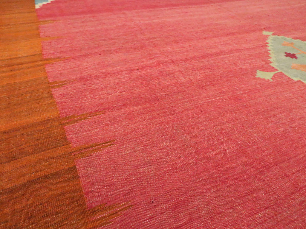 Antique Indian Flatweave Dhurrie Room Size Carpet, No.29772 - Gsblank