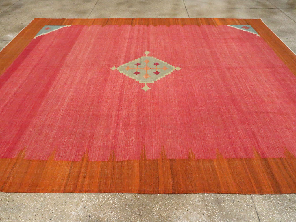 Antique Indian Flatweave Dhurrie Room Size Carpet, No.29772 - Gsblank