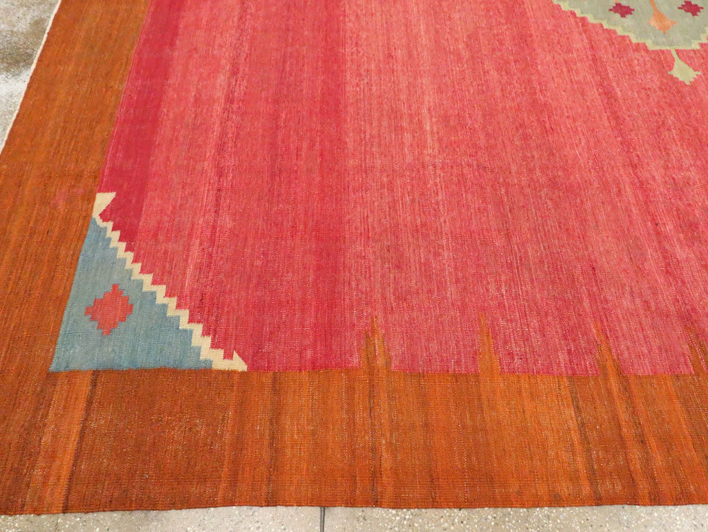 Antique Indian Flatweave Dhurrie Room Size Carpet, No.29772 - Gsblank