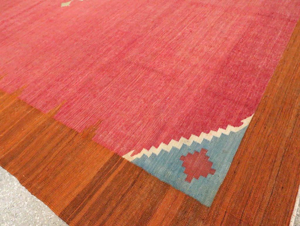 Antique Indian Flatweave Dhurrie Room Size Carpet, No.29772 - Gsblank