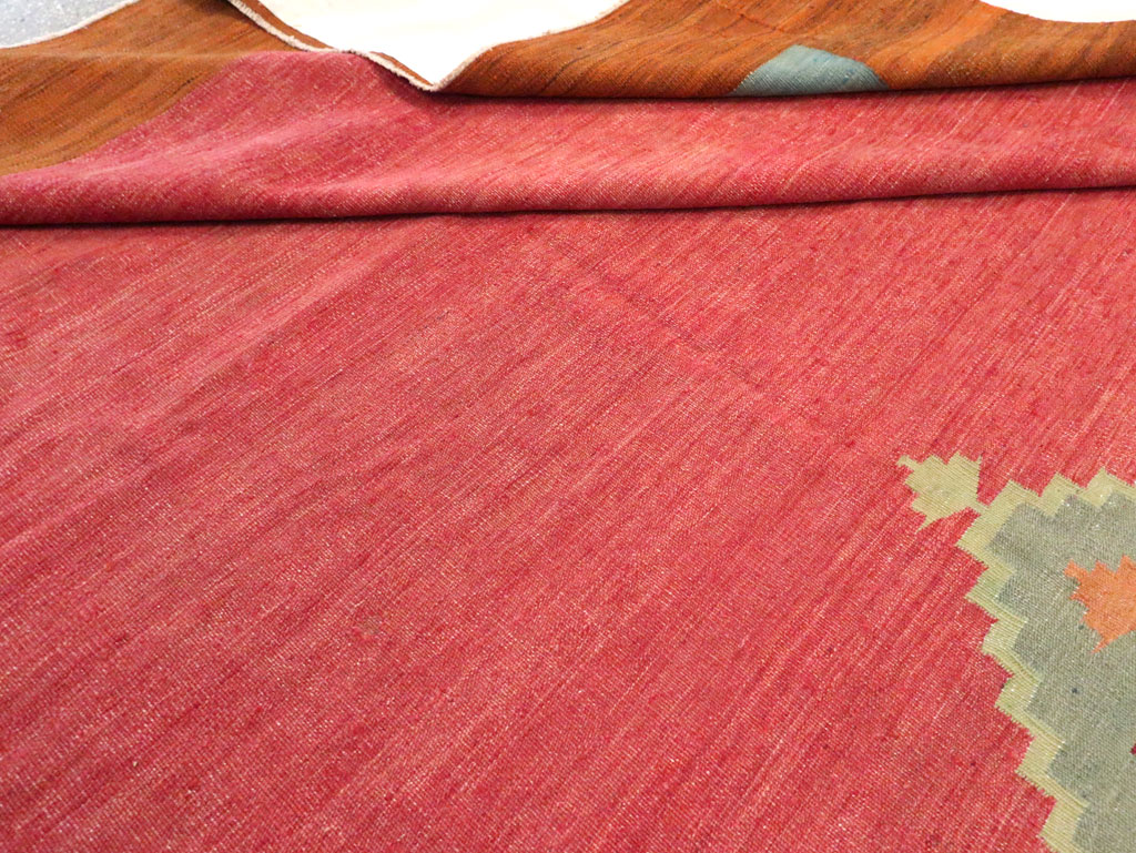 Antique Indian Flatweave Dhurrie Room Size Carpet, No.29772 - Gsblank