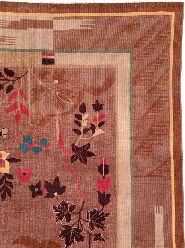 Chinese Art Deco Inspired Vintage Indian Carpet, No.29773 - Gsblank