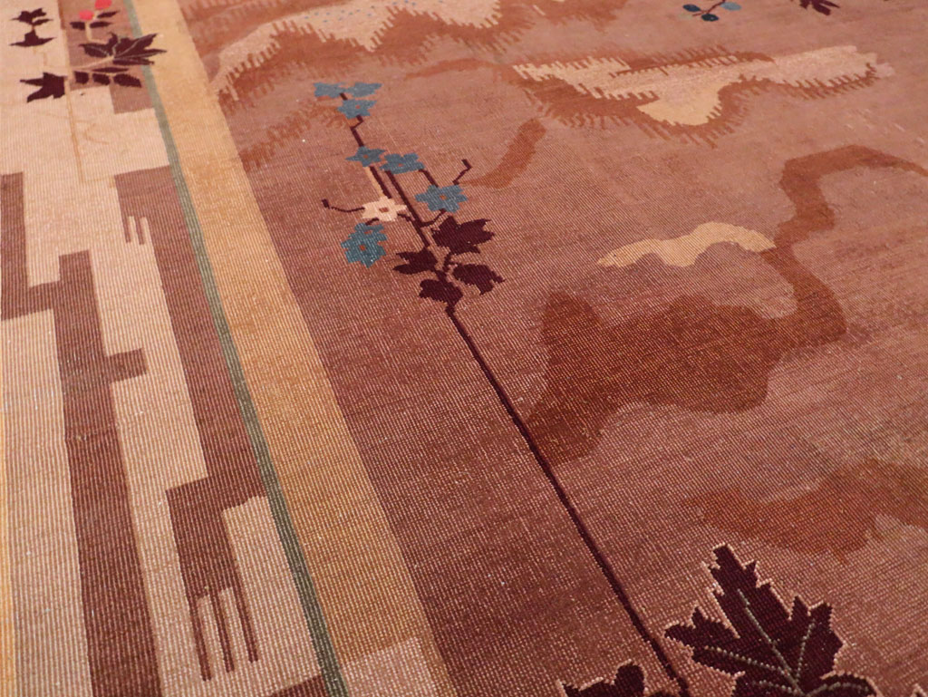 Chinese Art Deco Inspired Vintage Indian Carpet, No.29773 - Gsblank