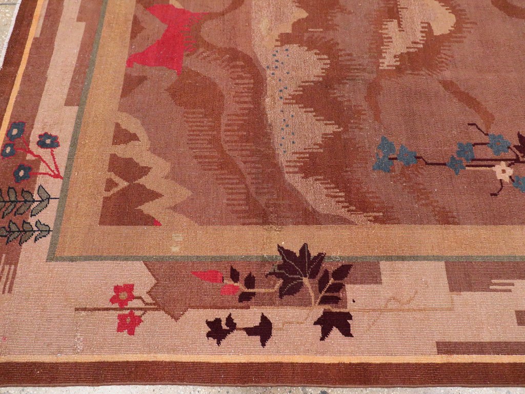 Chinese Art Deco Inspired Vintage Indian Carpet, No.29773 - Gsblank