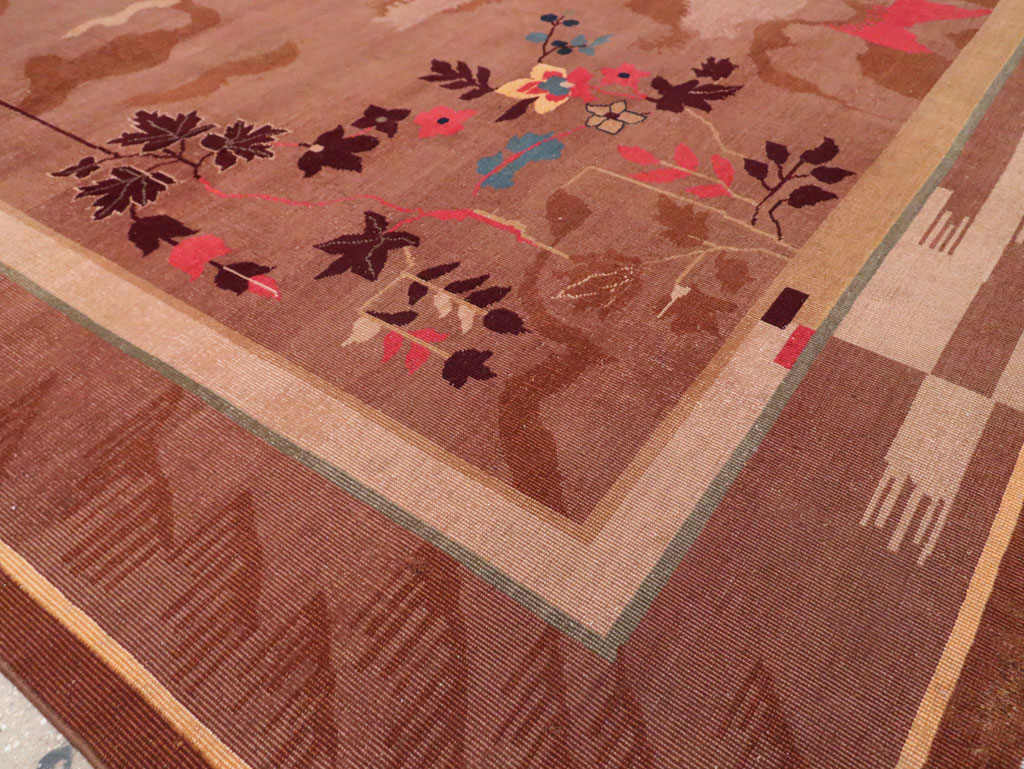Chinese Art Deco Inspired Vintage Indian Carpet, No.29773 - Gsblank