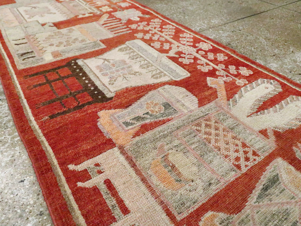 Vintage East Turkestan Pictorial Khotan Runner, No.29780 - Gsblank