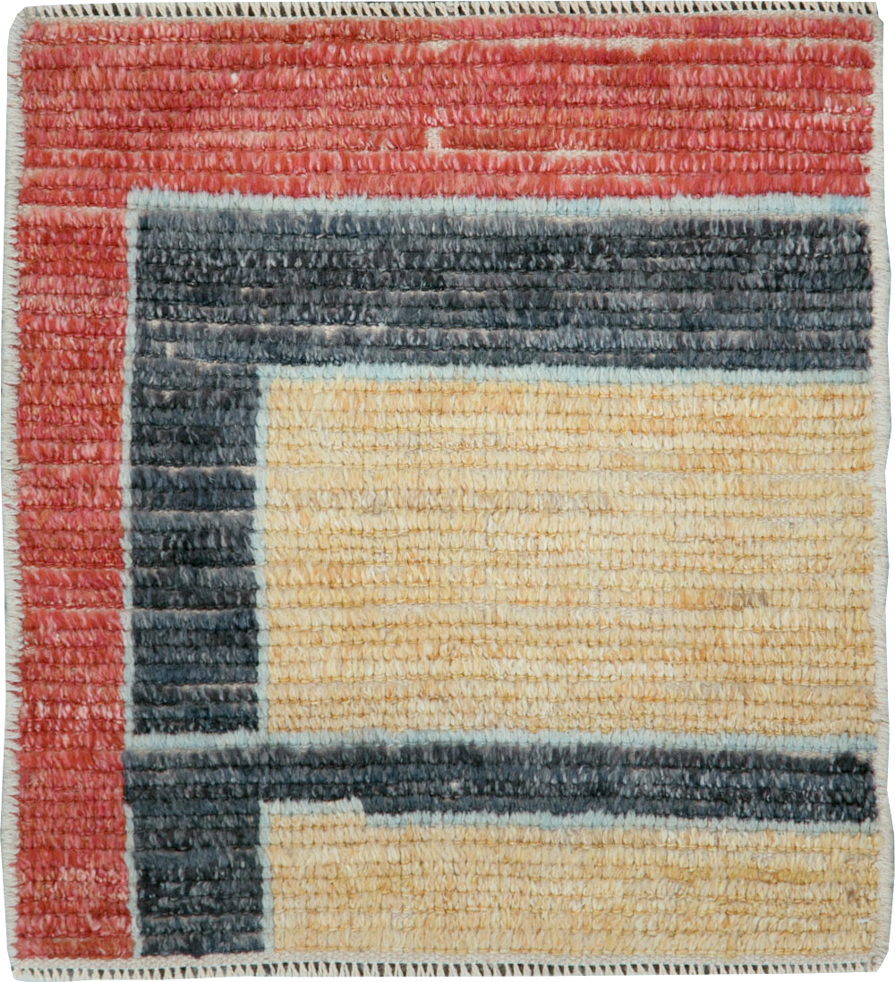 Contemporary Turkish Tulu Square Throw Rug (Pair: 1 of 2), No.29782 - Gsblank