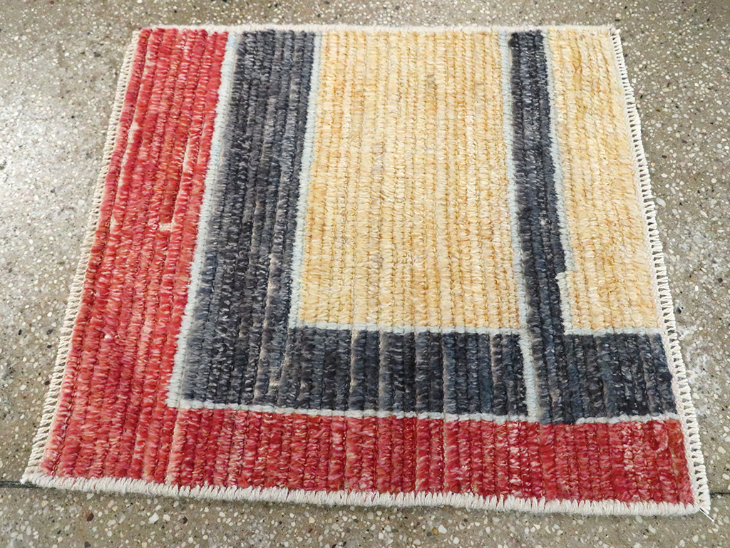 Contemporary Turkish Tulu Square Throw Rug (Pair: 1 of 2), No.29782 - Gsblank