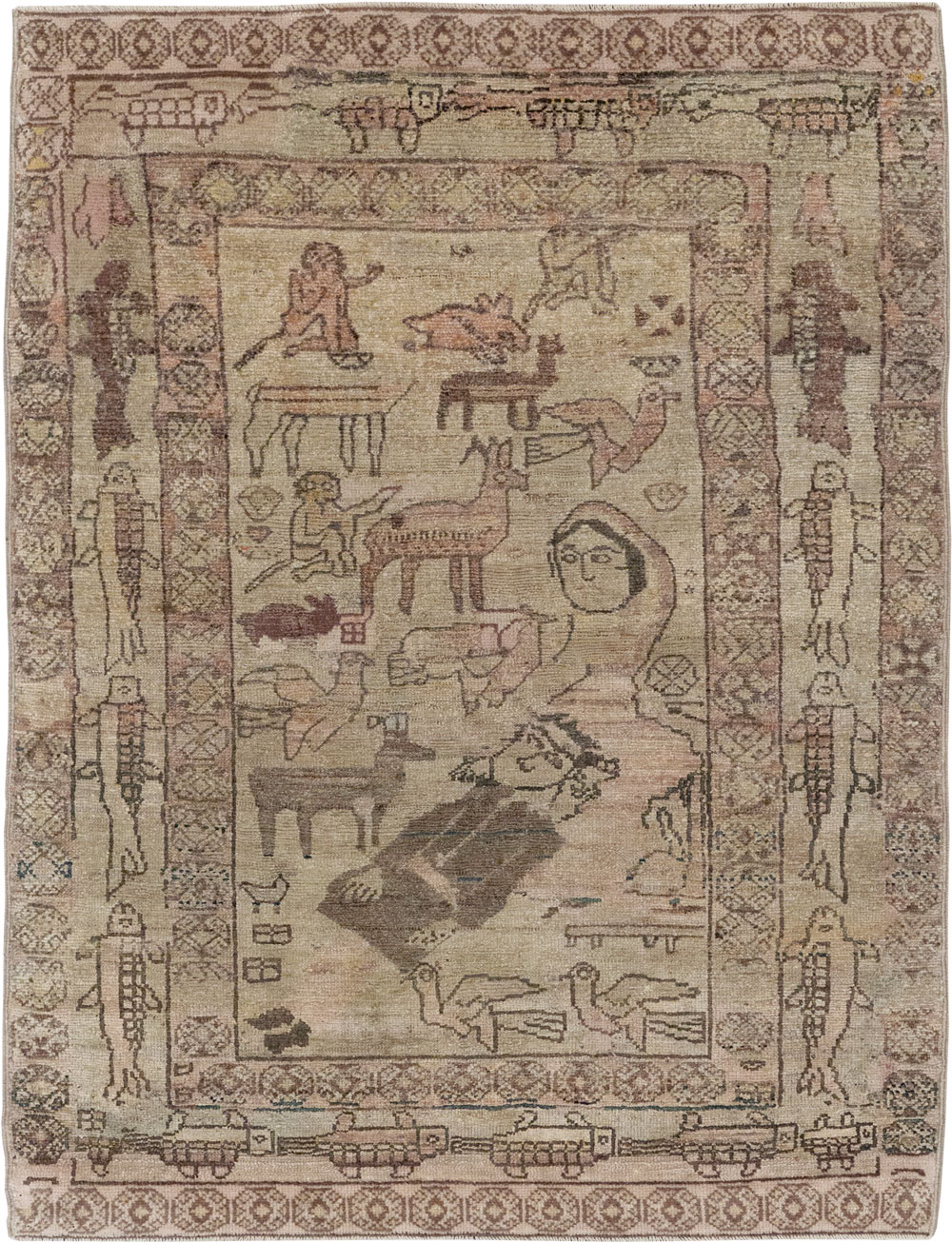 Antique Persian Malayer Pictorial Rug, No.29795 - Gsblank