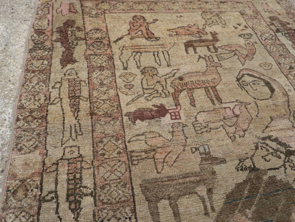 Antique Persian Malayer Pictorial Rug, No.29795 - Gsblank