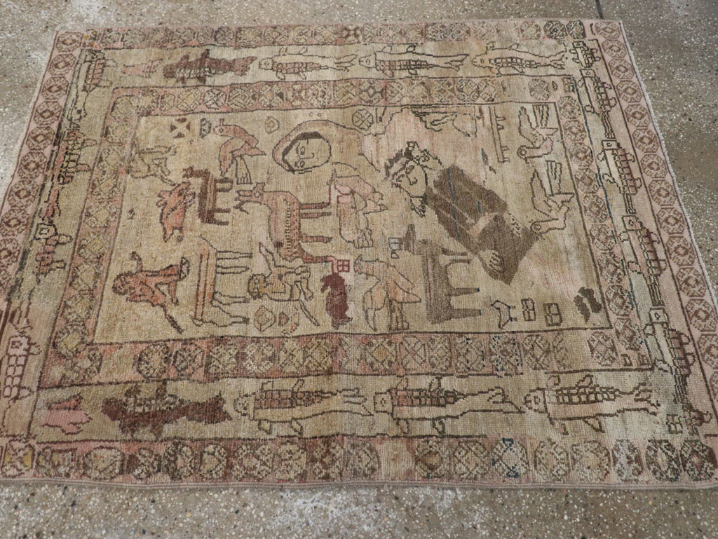 Antique Persian Malayer Pictorial Rug, No.29795 - Gsblank