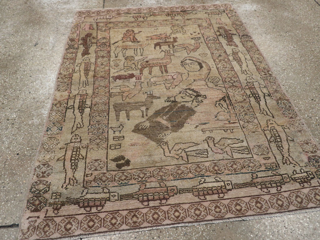 Antique Persian Malayer Pictorial Rug, No.29795 - Gsblank