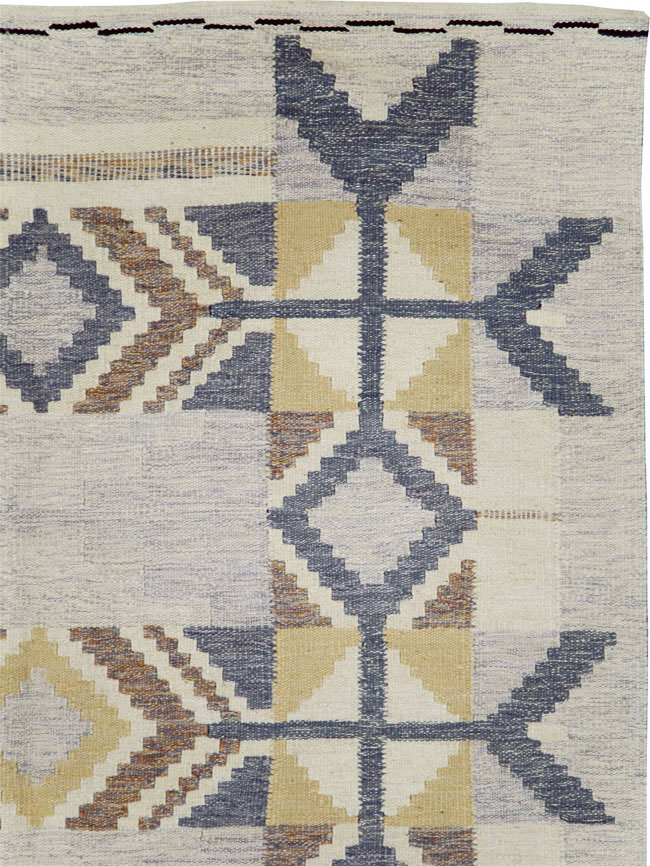 Contemporary Swedish Inspired Turkish Flat-Weave, No.29806 - Gsblank