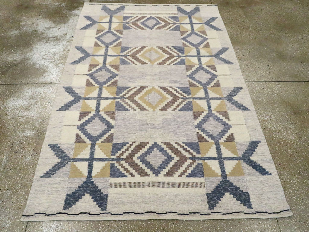 Contemporary Swedish Inspired Turkish Flat-Weave, No.29806 - Gsblank