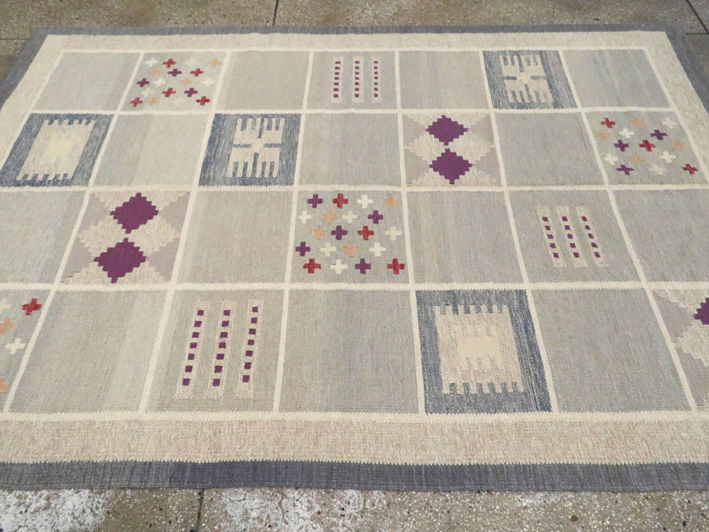 Contemporary Turkish Flat-Weave Swedish Inspired, No.29807 - Gsblank