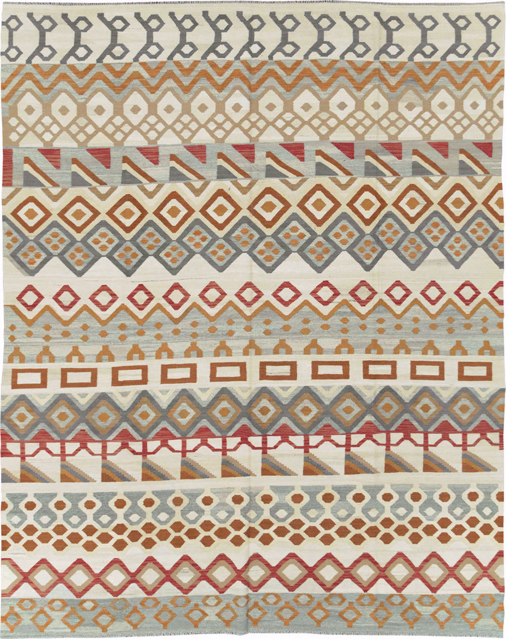 Contemporary Turkish Flatweave Kilim Room Size Carpet, No.29812 - Gsblank