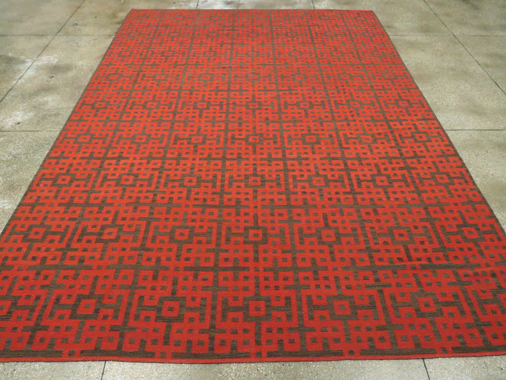 Contemporary Room Size Turkish Flatweave Kilim, No.29814 - Gsblank