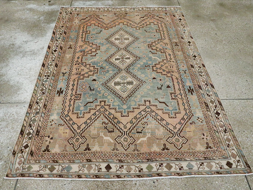 Vintage Persian Afshar Accent Rug, No.29869 - Gsblank