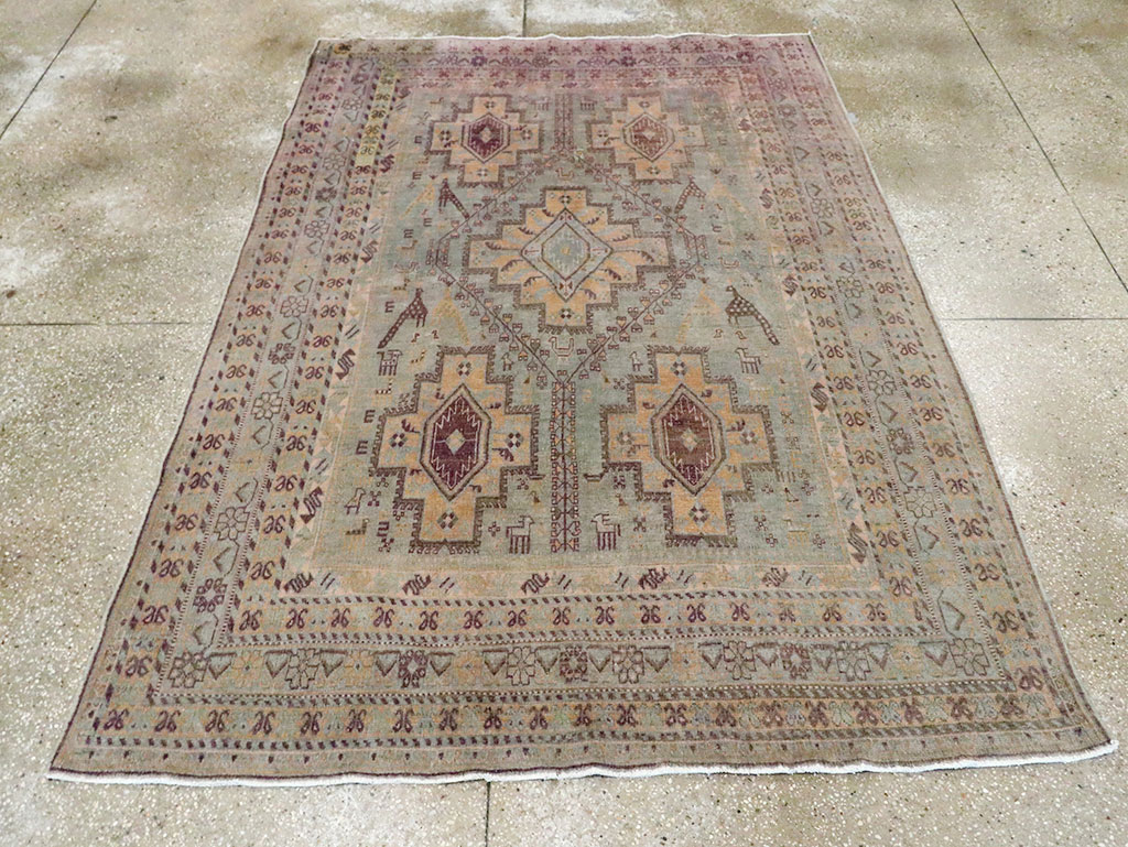 Vintage Persian Afshar Accent Rug, No.29931 - Gsblank